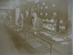 Vtg c. 1930s 40s Jeweler Watch Jewelry Store Photograph Inside Shop