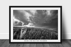 Limestone Marker Photography Print: Kansas Black & White Western Prairie Photo