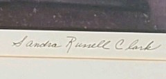 SANDRA RUSSELL CLARK (?) FRAMED/MATTED MONOCHROMATIC (PURPLE-TONES) GARDEN PHOTO