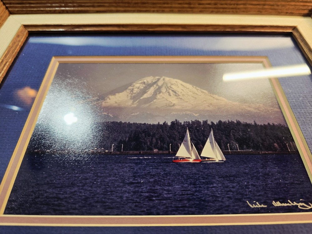 Signed Rick Morley Photograph of Mount Rainier Framed 13×16