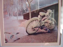 «ABANDON» PETE STEELE PHOTOGRAPH SNOW COVERED BICYCLE UNIVERSITY OF BOULDER CO.