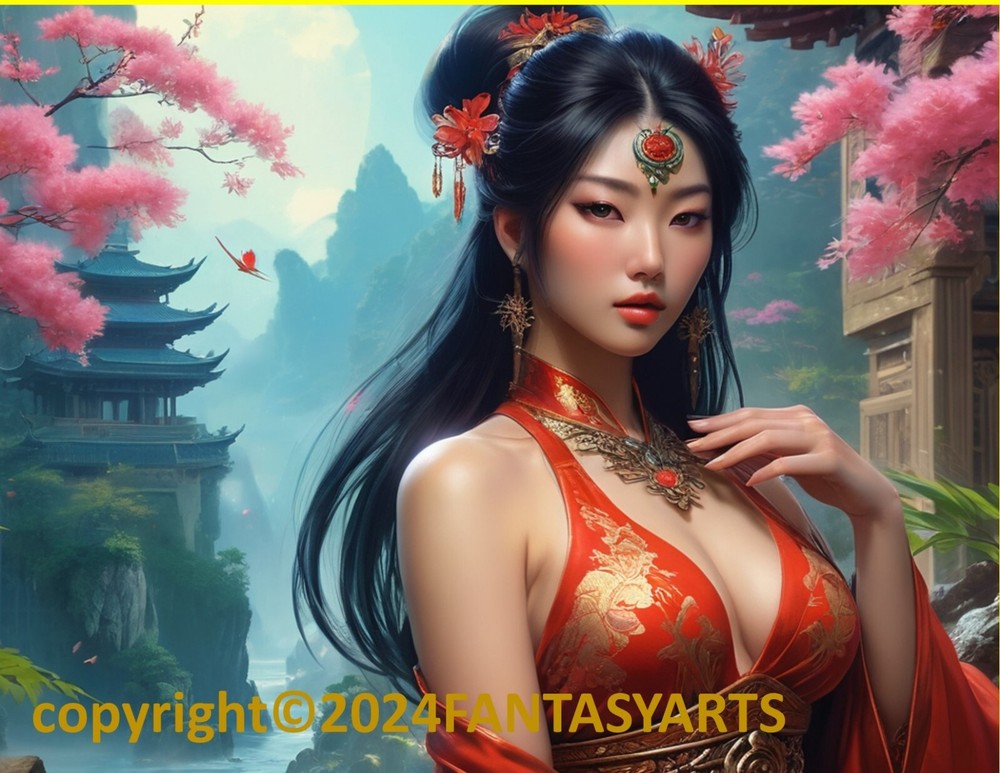 Beautiful Sensual Asian Girl Anime E on Quality semi-gloss Photo Paper 8″x10″