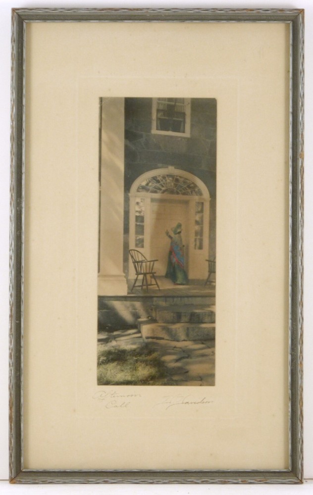 David Davidson Original Hand-Colored Photo «Afternoon Call» Framed 10×16″ ~1910s