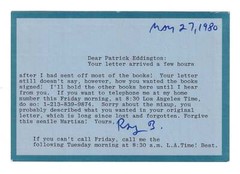 Mini Archive of 6 Pieces of Correspondence from Ray Bradbury to Patrick