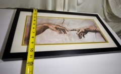 Creation of Adam, Wooden Framed Printed Wall Art ,Glass Protective Cover +2Hooks