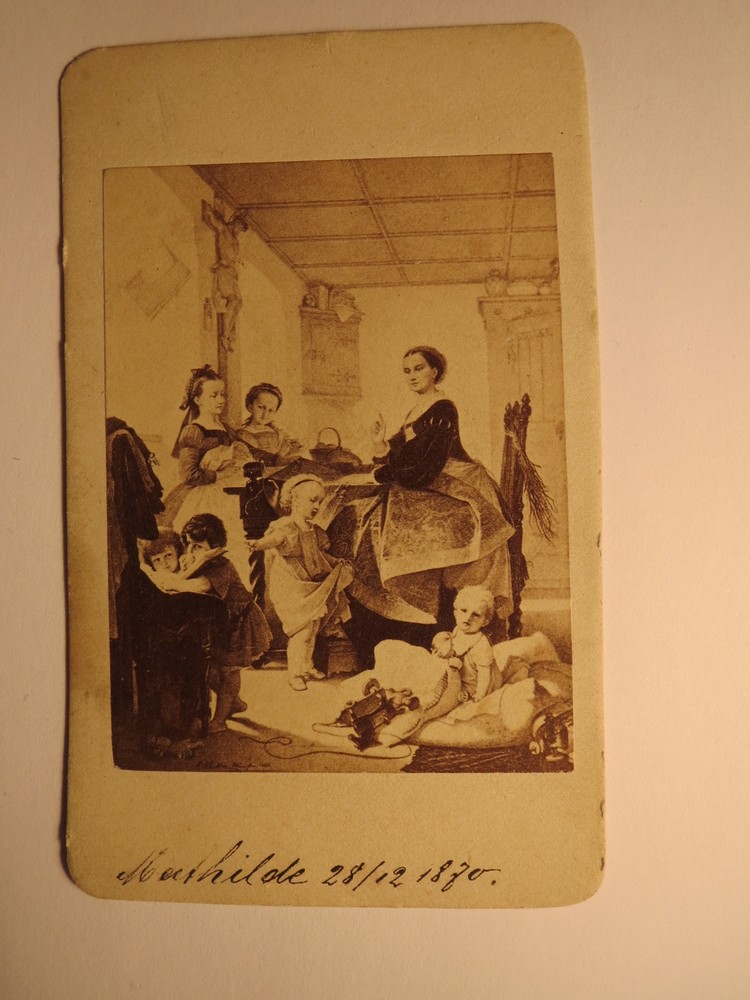 August Müller Munich 1866??? Woman & Child Girl – 1870 – Art Picture / CDV