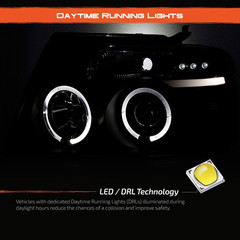 – for 04-08 Ford F150 F-150 Pickup Black Bezel Dual LED G2 Projector Headlights