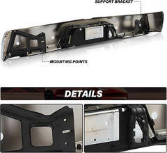 BRYGHT Chrome Steel Rear Bumper Assembly Replacement Compatible with 09-18 Dodge