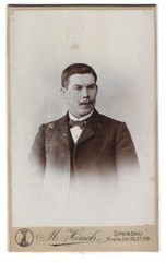 Photograph M. Hirsch, Spandau, Wide Street 26-28, Young Gentleman with strict Bl