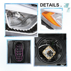 Headlight Assembly Fit for 2017 2018 2019 Ford Escape Halogen Projector Headlamp