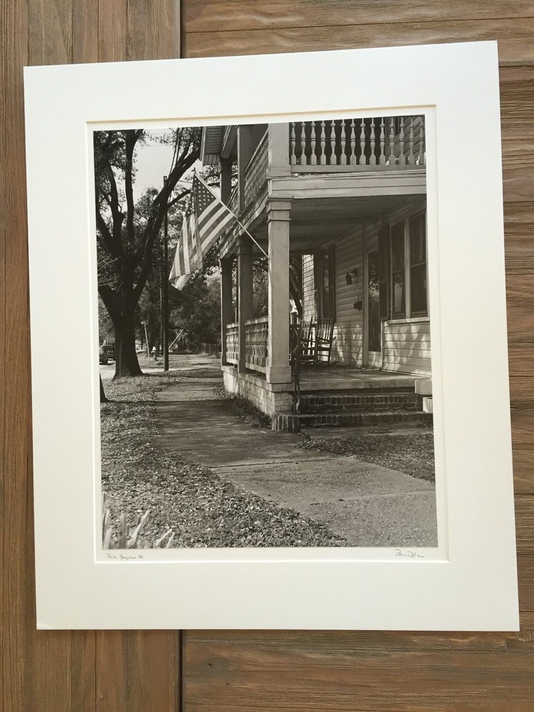 BRUCE BLUM SIGNED B&W Photo Print (14″X 17 3/4″)-«Porch Georgetown SC «