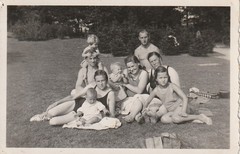 Vintage Photo Family At Picnic Snapshot 1950s