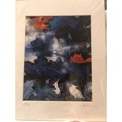 Abstract Photo Of Floral Garden Birds in Water signed and #50/21