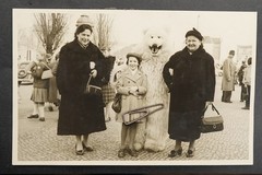 Photo Portrait Young Woman Polar Bear Mascot Costume Fancy Dress Postcard Child Postcard