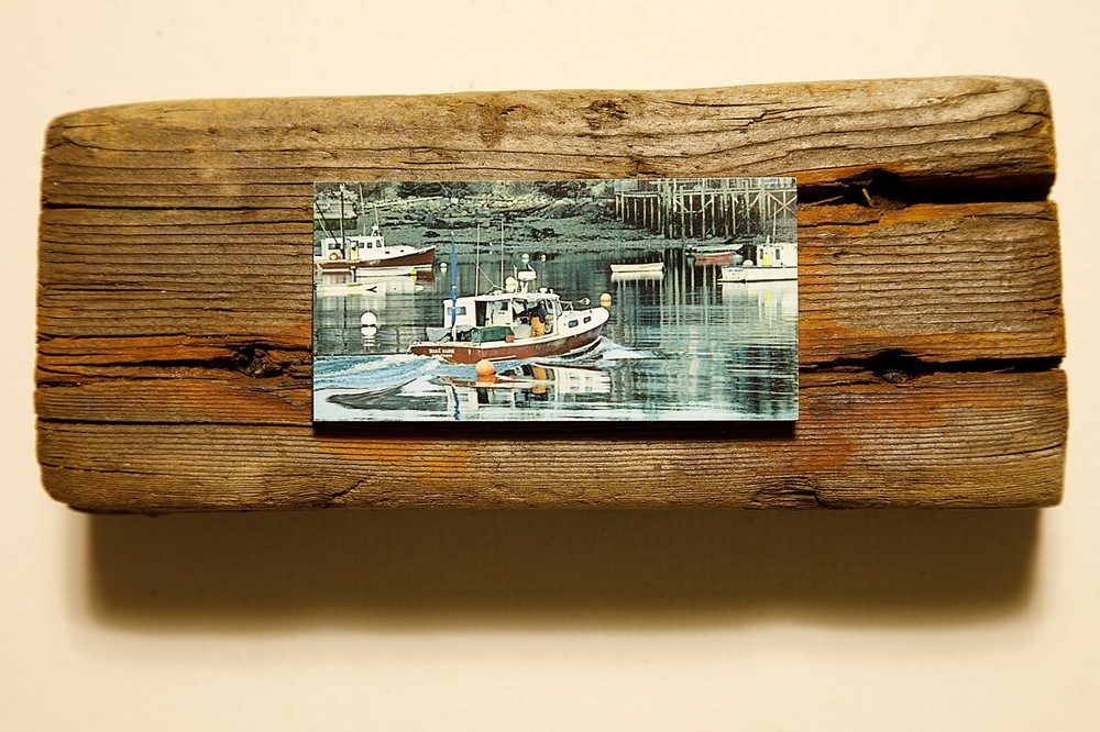 Driftwood Mounted Seascape – Bass Harbor, Maine Lobster Boat