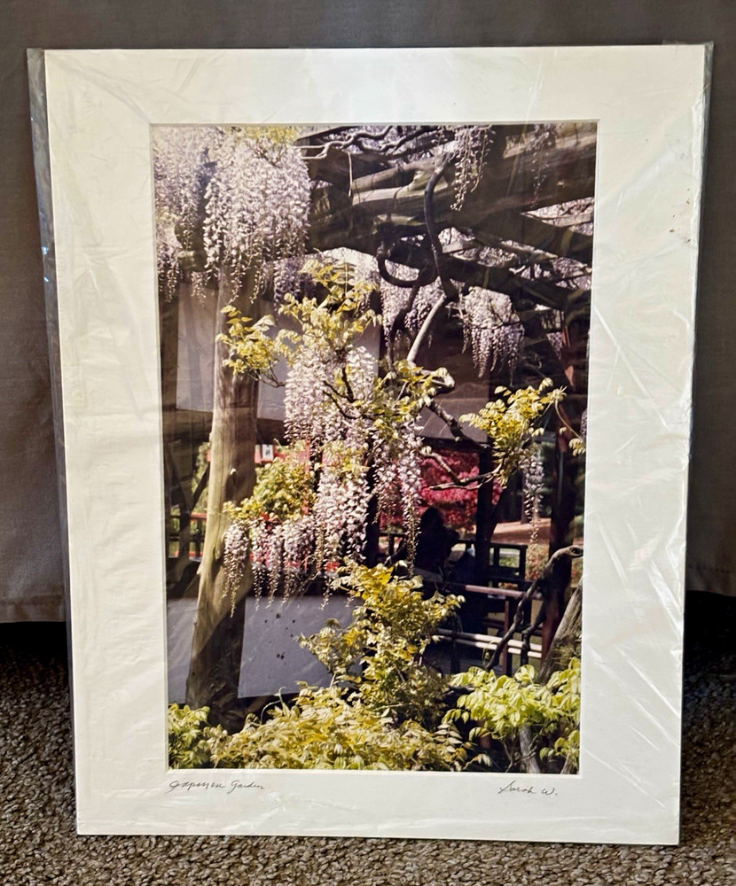 Japanese Garden by Sarah W. Signed Color Photograph, Matted Portrait