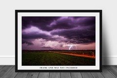 Storm Photography Print: Kansas Lightning Thunderstorm Stormy Night Photo