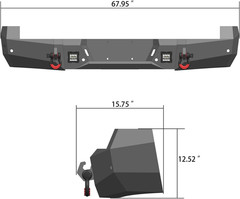 For 2005-2015 Toyota Tacoma Steel New Rear Bumper with Lights&D-Rings（Black Text