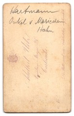 Photograph Adalbert Uetz, Carlsruhe, Amalienstr. 98, Mr Hartmann in Black