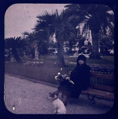 FRANCE French Riviera Nice Garden Woman Photo Stereo Autochrome Ca1910 Vintage