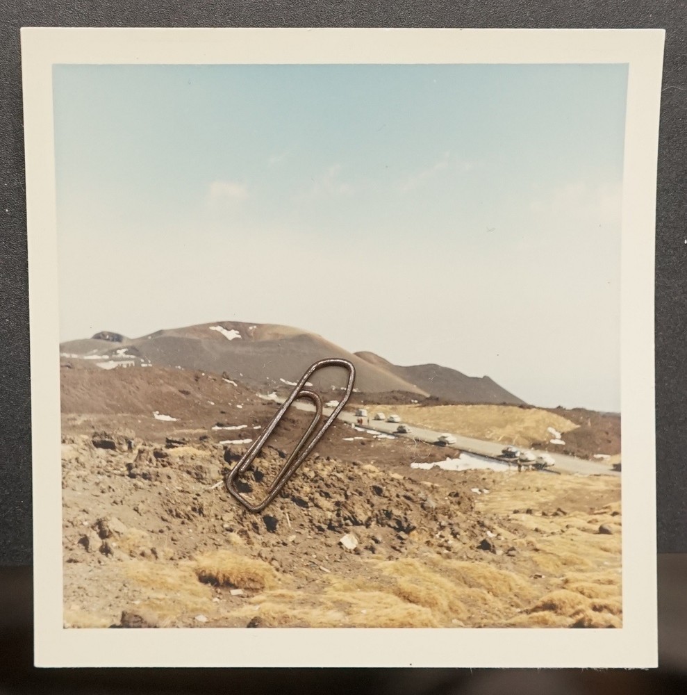 Photo View 1966 Etna Sicily Italy Color Volcano Landscape Road Cars Old