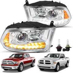 Headlights Assembly Replacement for 2009-2018 Dodge Ram 1500 2500 3500 [Switchba