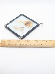 Vintage Beveled Pressed Flower Glass Leaded Lead Small Wall Art Moth Butterfly