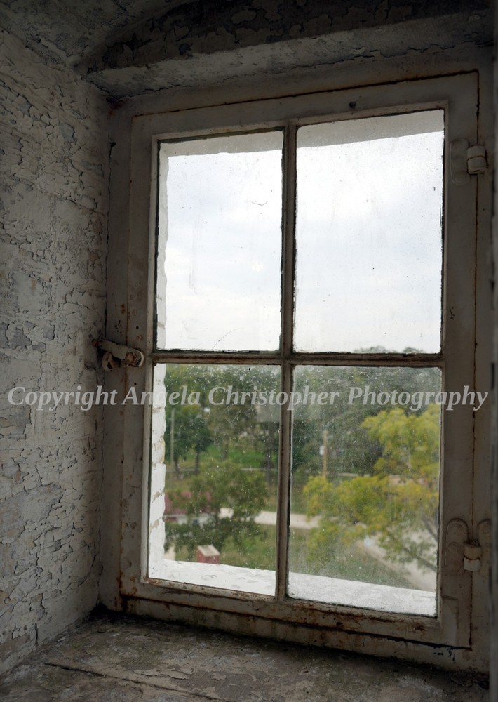 Original ACEO photo fine art print 2.5 x 3.5 inch OLD LIGHTHOUSE WINDOW Michigan