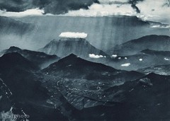 1931 Vintage 11×14 AVIATION AIRPLANE ~ Clouds Mountain Aerial Photo Gravure Art