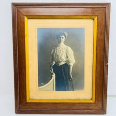Antique Portrait Photograph – J. Fuchs Cologne, c. 1900, in Wooden Frame 39×33 cm