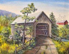 Covered Bridge Middlebury VT Painting Art DIGITAL DOWNLOAD Print at Home