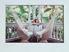 Framed Steve Vaughn Photograph «Key West» Signed Veranda Palm Fronds 11.5×13.75″