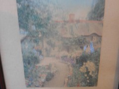Wallace Nutting Cottage & Garden 3.5″ x 3″ in a Simple 7.5 » x 5.5″ glass frame