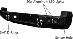 Compatible with 2005-2015 Tacoma Rear Bumper Textured Black Steel with Light and
