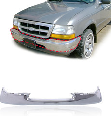 Chrome Front Bumper Face Bar Compatible with 1998-2000 Ford Ranger FO1002361 XL5