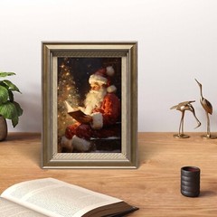 Christmas Wall Art Santa Reading Book Christmas Oil Painting Printable