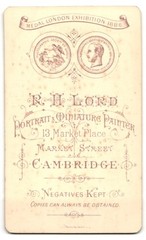 Photograph R. H. Lord, Cambridge, Market Street 13, Portrait of a Gentleman in Qty