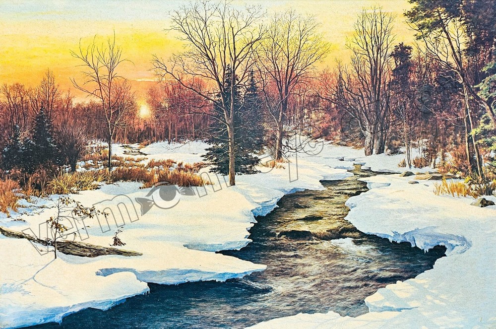 Sunset Over Snowy Woods Art DIGITAL DOWNLOAD Print at Home Wall Décor