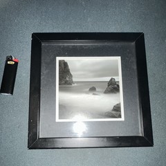 Framed Black & White Seascape Photograph Portrait Landscape Rocks Ocean Coast