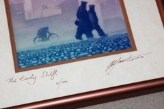 Lovely PAIR Art Photo FOG City Scape Signed Framed Unusual Sun Cloudy Muted ZO