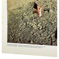 1969 NASA Moon Landing Photo US Flag and Footprints Apollo 11 Historic Print