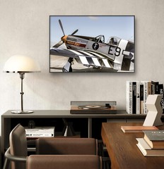 Aviation Decor, WWII Aircraft Photography Wall Art P-51B Mustang, 20″x30″ Framed