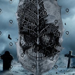 Dark Skull Leaf Design Digital Image – Perfect for Halloween Decor