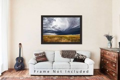 Dramatic Stormy Sky over Prairie Grass in Oklahoma Photo Print (Unframed)