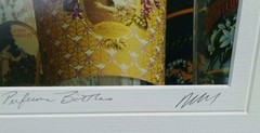 MADELINE GRAY Signed 2 Photographs Perfume bottles Matted Silver Framed 13×10.5″