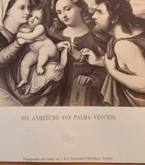 1870 PHOTOGRAPH RENAISSANCE ART Palma Vecchio THE ADORATION Dresden Art Gallery