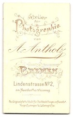 Photograph A. Antholz, Bremen, Lindenstrasse 2, young woman in white blouse