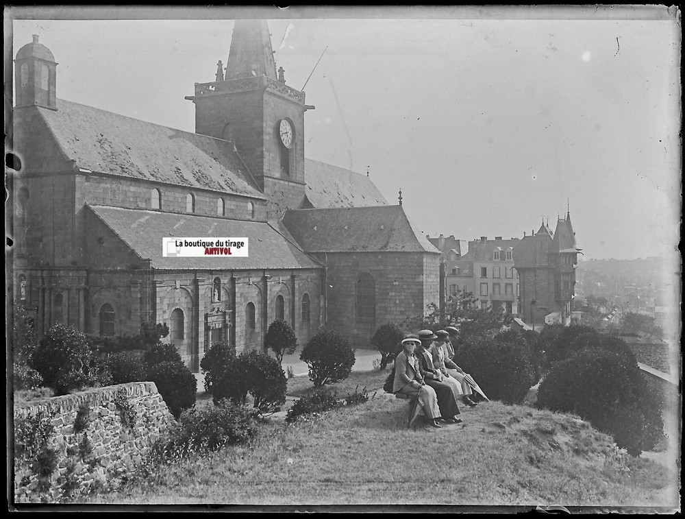 Notre-Dame Church, Granville, Glass Photo Plate, Black & White Negative 9×12 Cm