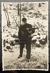 Photo GDR portrait Reichsbahner guardelegen welder worker horn siren gas DR