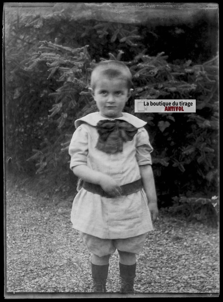 Vintage Black And White Photo Glass Plate Negative 13X18 Cm Young Boy
